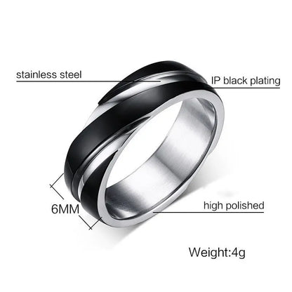 Black Titanium Steel Twill Men's Ring - Designs by Mysh