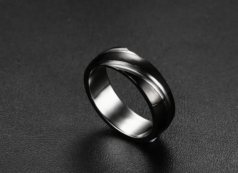 Black Titanium Steel Twill Men's Ring - Designs by Mysh