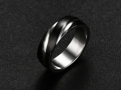 Black Titanium Steel Twill Men's Ring - Designs by Mysh