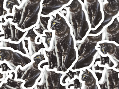 Black Cat Sticker, Mama & Kitten Art, Witchy Cat Vinyl Decal, Cute Halloween or Bookish Gift