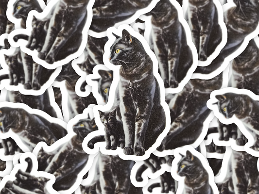 Black Cat Sticker, Mama & Kitten Art, Witchy Cat Vinyl Decal, Cute Halloween or Bookish Gift