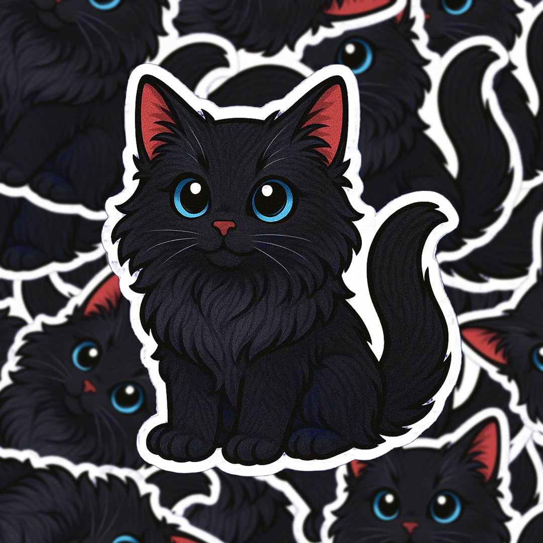 Maine Coon Cat Sticker, Chibi Cat Vinyl Decal, Cute Cat Lover Gift, Waterproof Laptop Sticker - Designs by Mysh