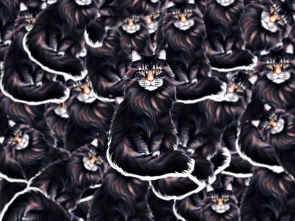 Black Maine Coon Cat Sticker, Longhaired Cat Decal, Waterproof Vinyl Sticker, Cat Lover Gift, Realistic Pet Art for Laptop or Bottle