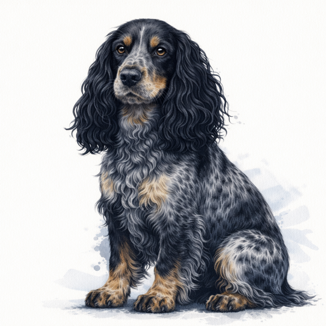 English Cocker Spaniel Blue Roan and Tan Vinyl Sticker - Designs by Mysh