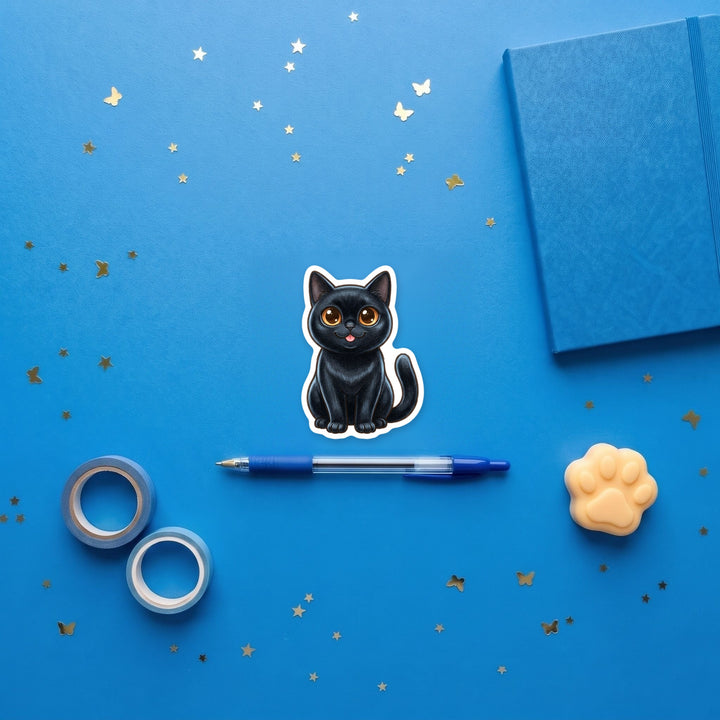 Bombay Cat kawaii sticker flat lay with stationery – Designs by Mysh