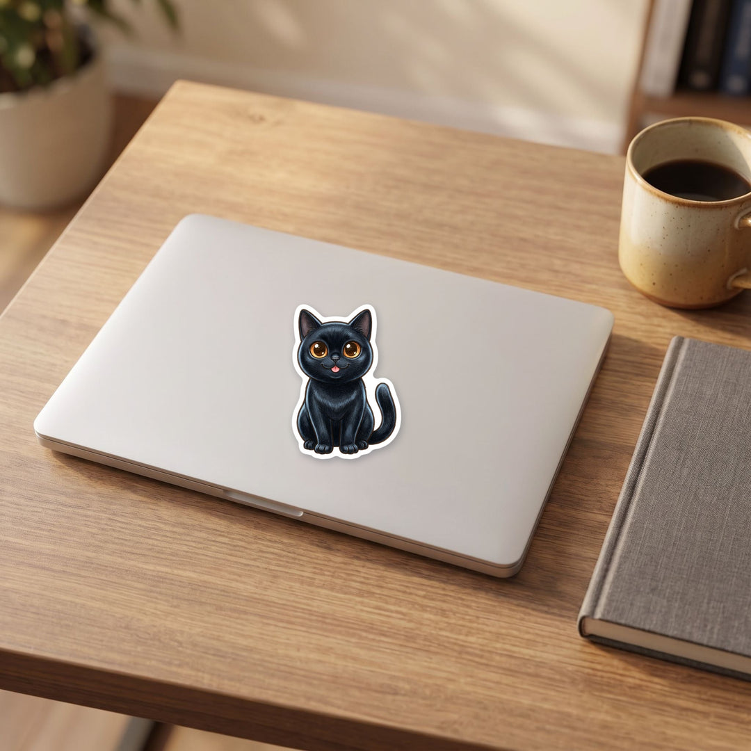 Bombay Cat kawaii sticker on a laptop – Designs by Mysh