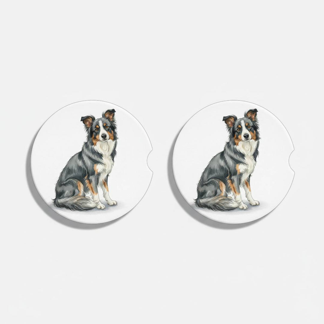 Border Collie Watercolor Style – Ceramic Car Coasters - Designs by Mysh