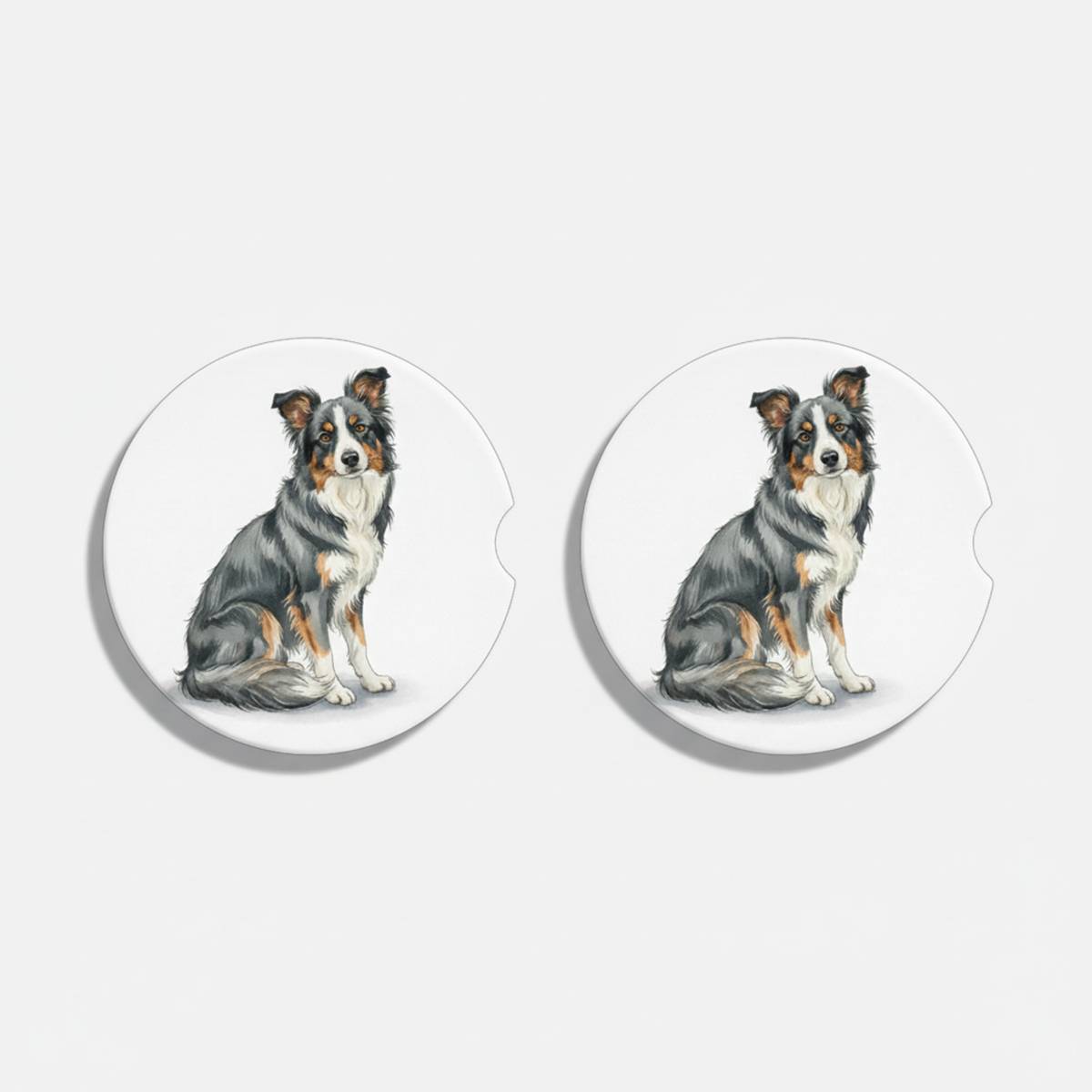Border Collie Watercolor Style – Ceramic Car Coasters