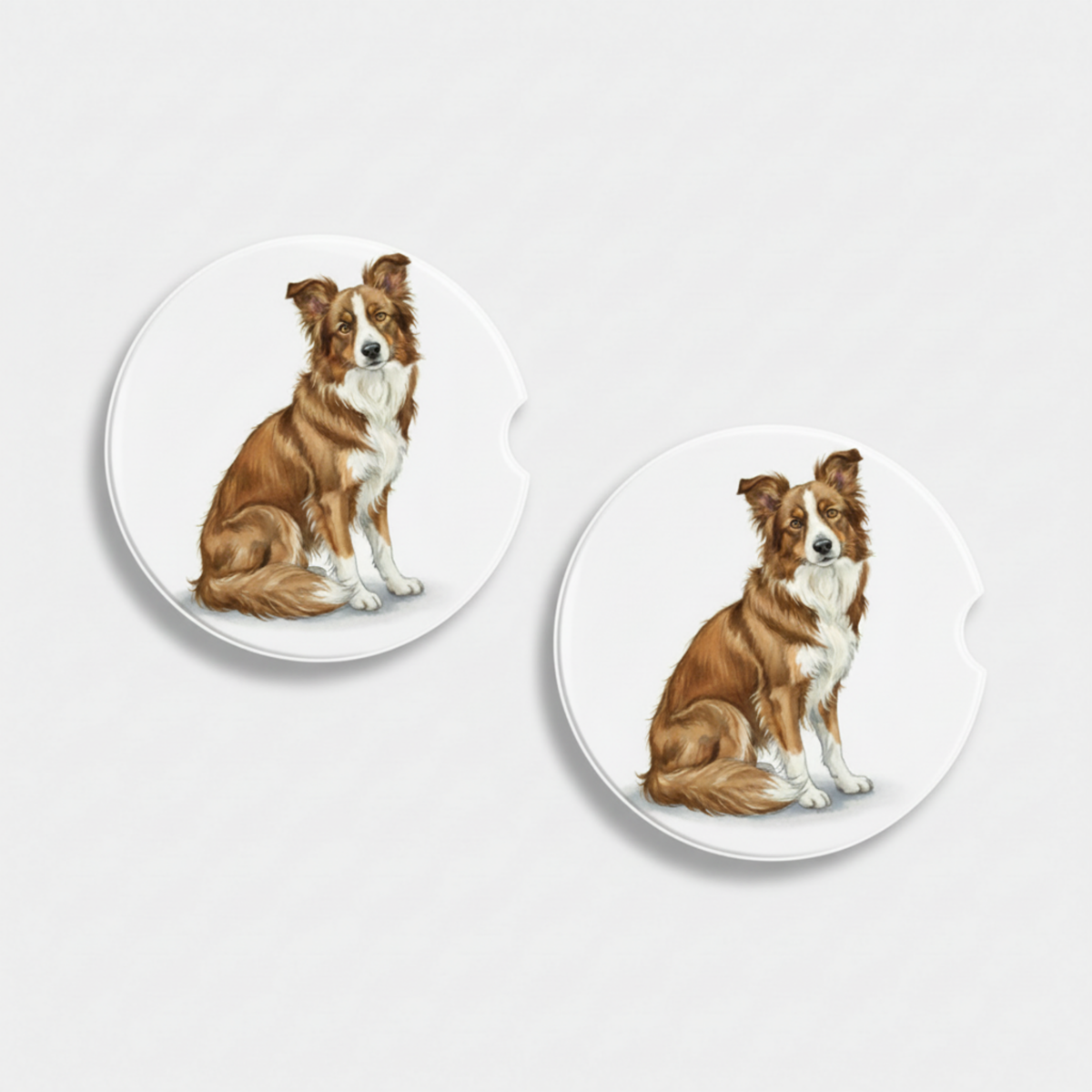 Border Collie Watercolor Style – Ceramic Car Coasters