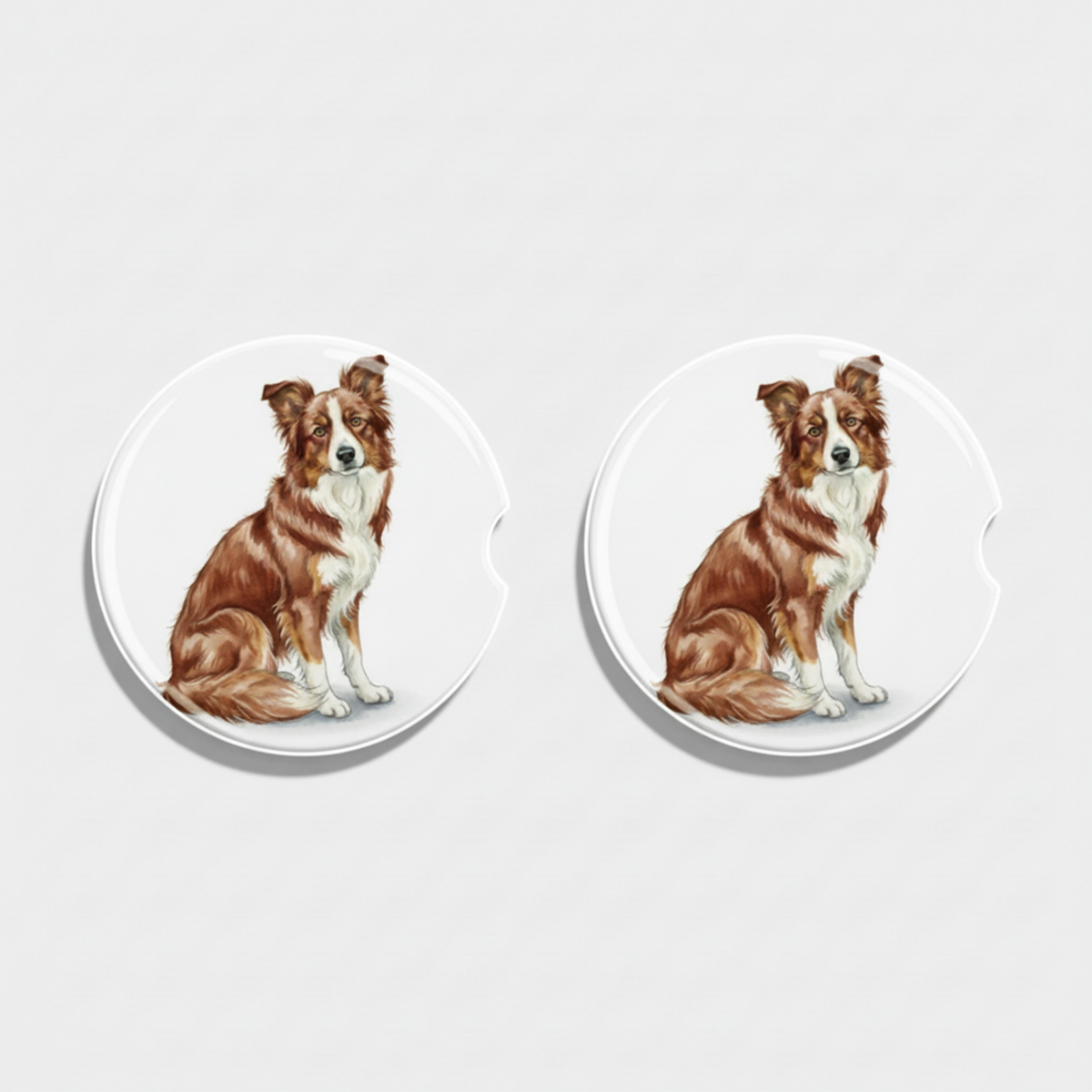 Border Collie Watercolor Style – Ceramic Car Coasters