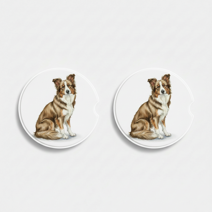 Border Collie Watercolor Style – Ceramic Car Coasters - Designs by Mysh
