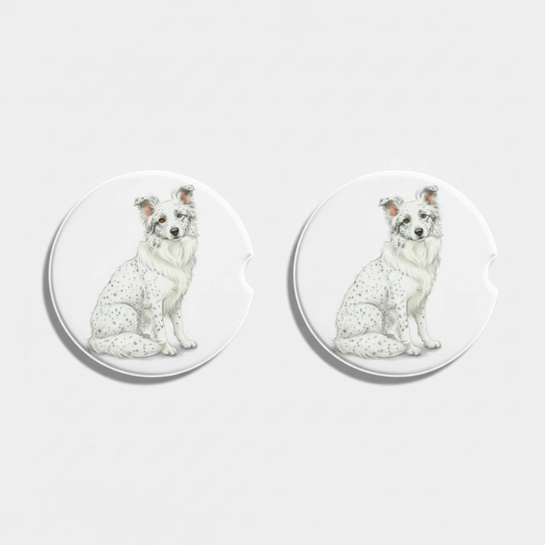 Border Collie Watercolor Style – Ceramic Car Coasters - Designs by Mysh