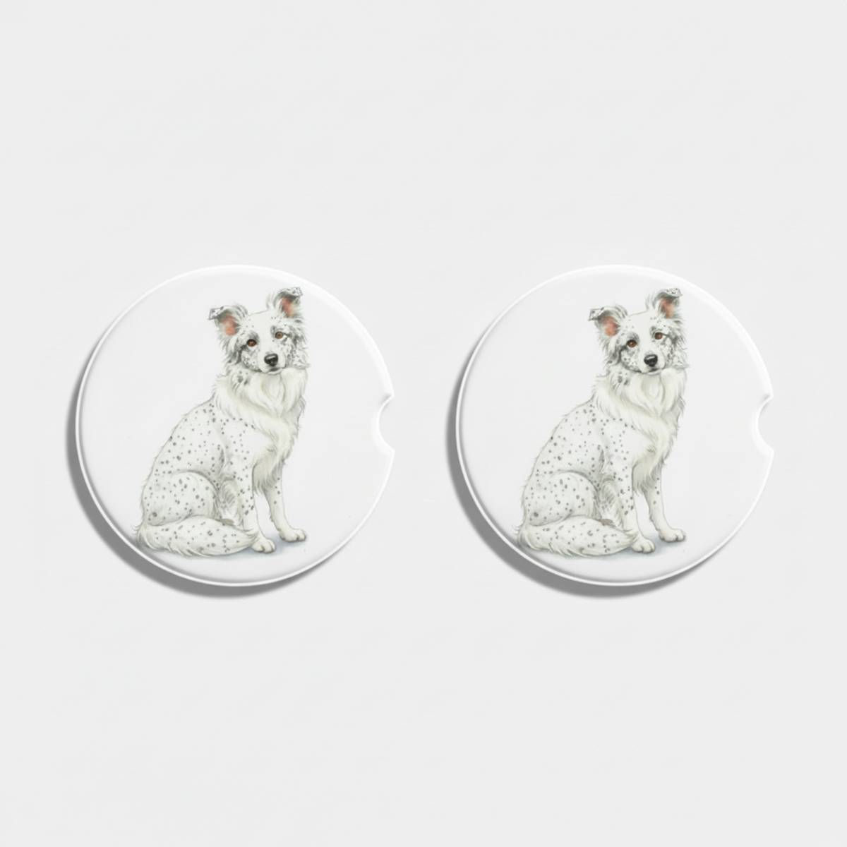 Border Collie Watercolor Style – Ceramic Car Coasters