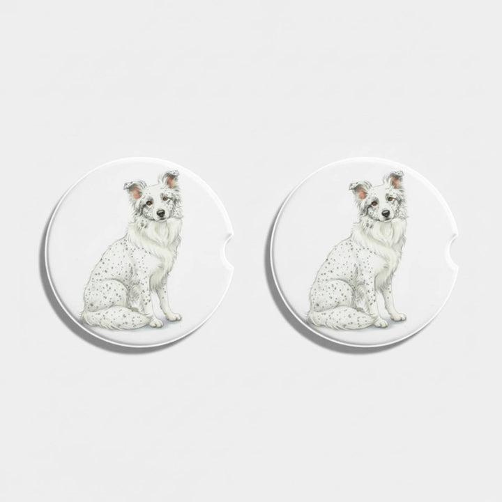 Border Collie Watercolor Style – Ceramic Car Coasters - Designs by Mysh