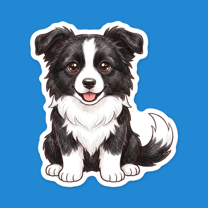 Border Collie Black &amp; White kawaii fridge magnet – Designs by Mysh