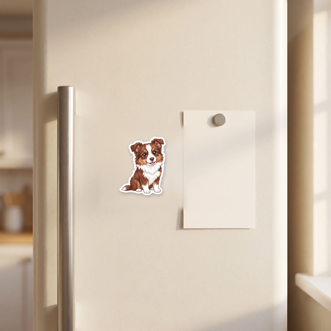 Border Collie Red kawaii magnet on a fridge – Designs by Mysh
