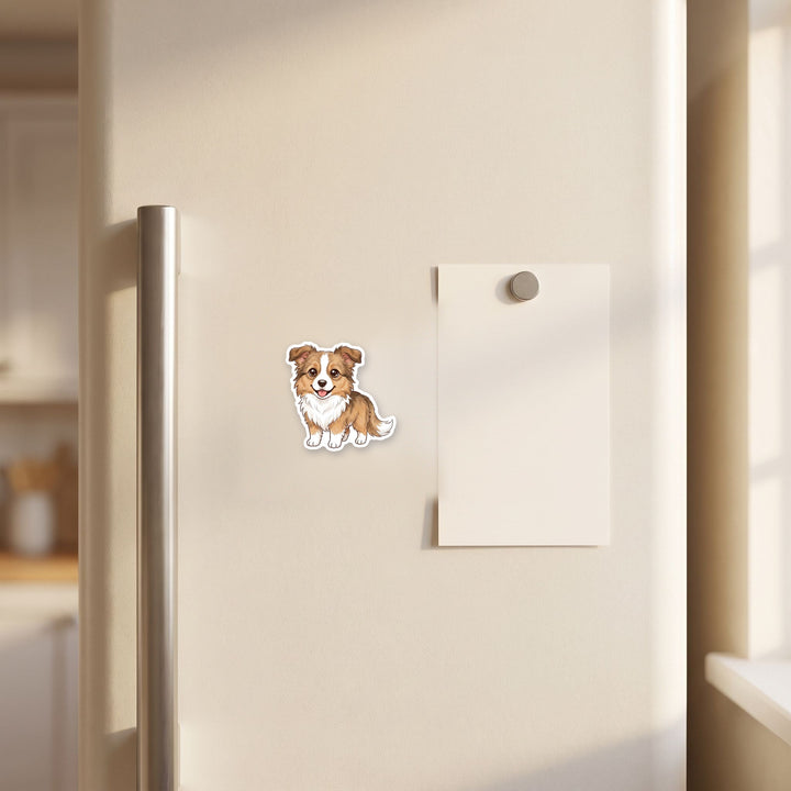Border Collie Sable kawaii magnet on a fridge – Designs by Mysh