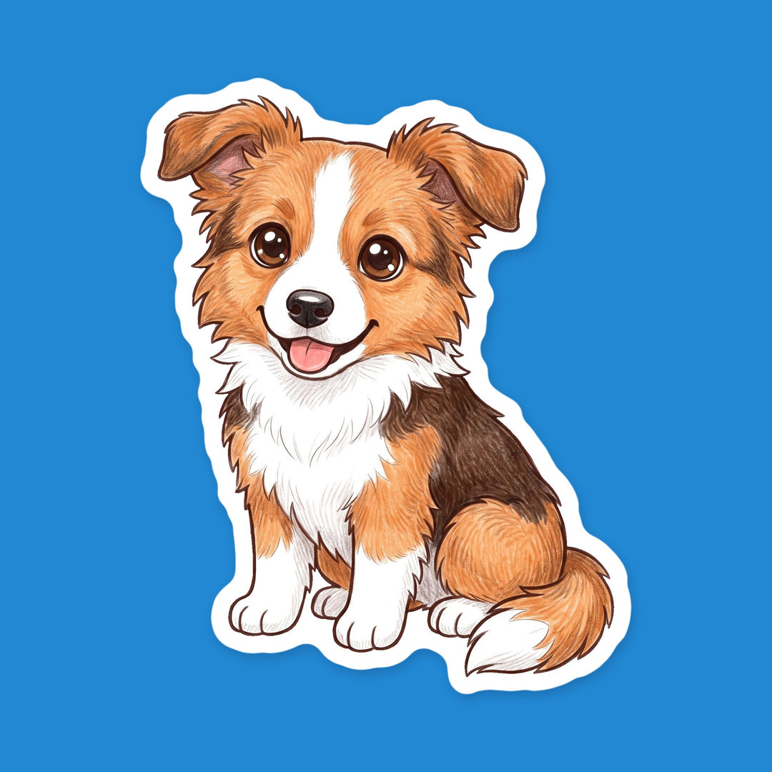 Border Collie Saddleback Sable kawaii vinyl sticker – Designs by Mysh