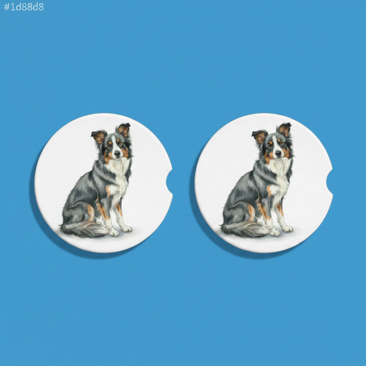 Border Collie Watercolor Style – Ceramic Car Coasters - Designs by Mysh