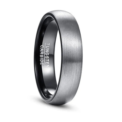 Brushed Silver and Black Tungsten Ring Designs by Mysh