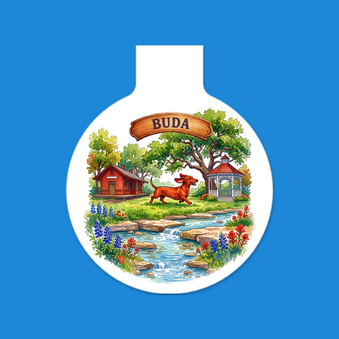 Buda, Texas watercolor magnetic bookmark with bluebonnets – Designs by Mysh