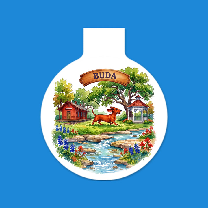 Buda, Texas watercolor magnetic bookmark with bluebonnets – Designs by Mysh
