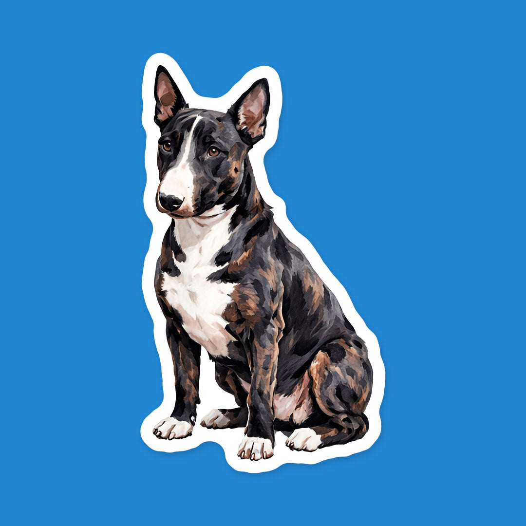 Bull Terrier Black Brindle watercolor dog sticker