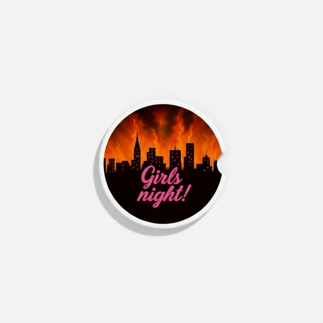 Girls Night! Ceramic Car Coaster Set - single coaster detail - Designs by Mysh