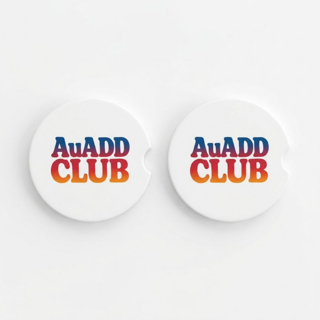 AuADD CLUB Ceramic Car Coaster Set - retro gradient design - Designs by Mysh