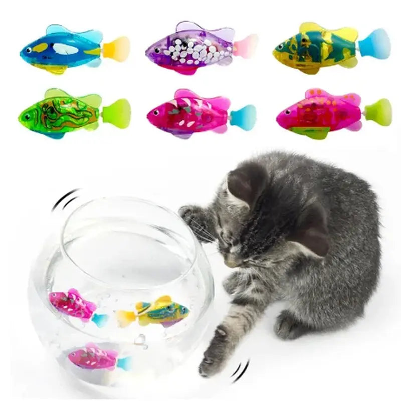 Cat Interactive Electric Fish Toy Water Cat Toy for Indoor Play Swimming Robot Fish Toy for Cat and Dog with LED Light Pet Toys - Designs by Mysh