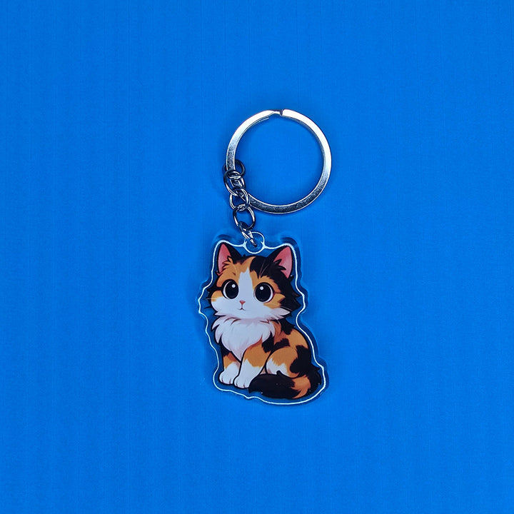 Calico Tricolor Cat Kawaii Acrylic Keychain – Designs by Mysh
