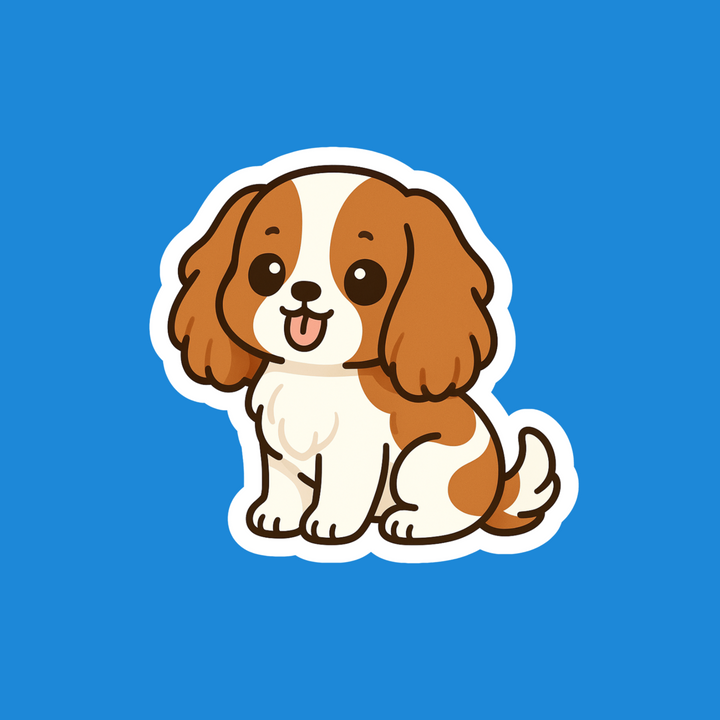 Cavalier King Charles Spaniel Blenheim Kawaii Vinyl Sticker – Designs by Mysh