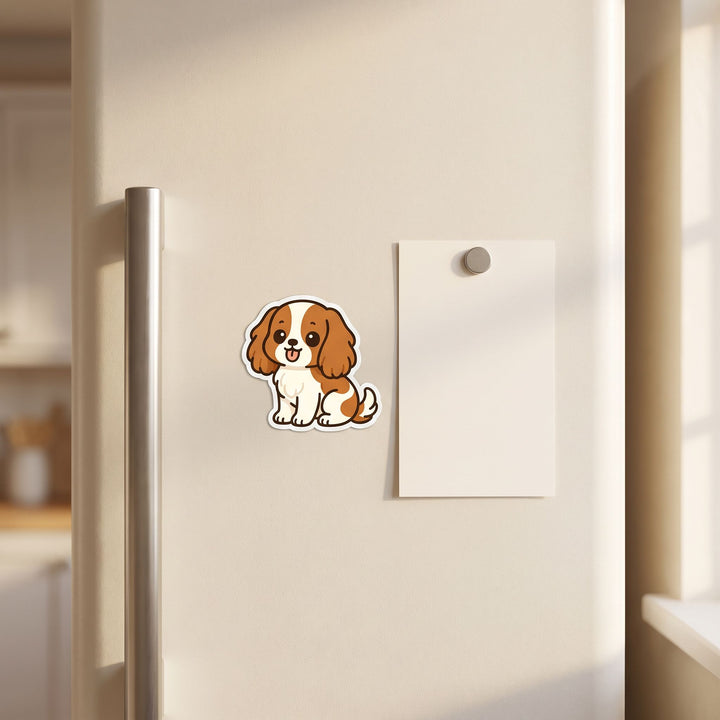 Cavalier King Charles Blenheim Kawaii Magnet on a fridge