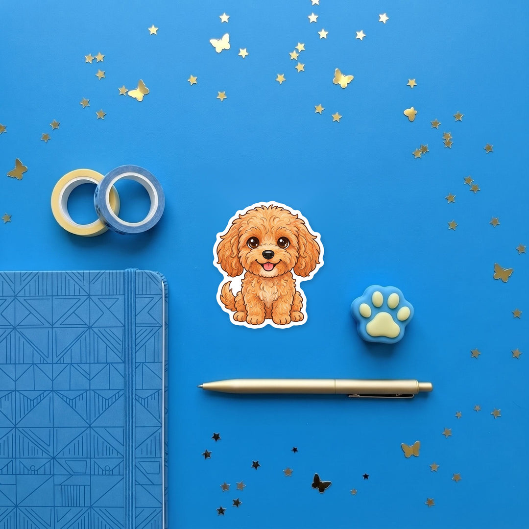 Cavapoo Apricot kawaii magnet flat lay with stationery – Designs by Mysh