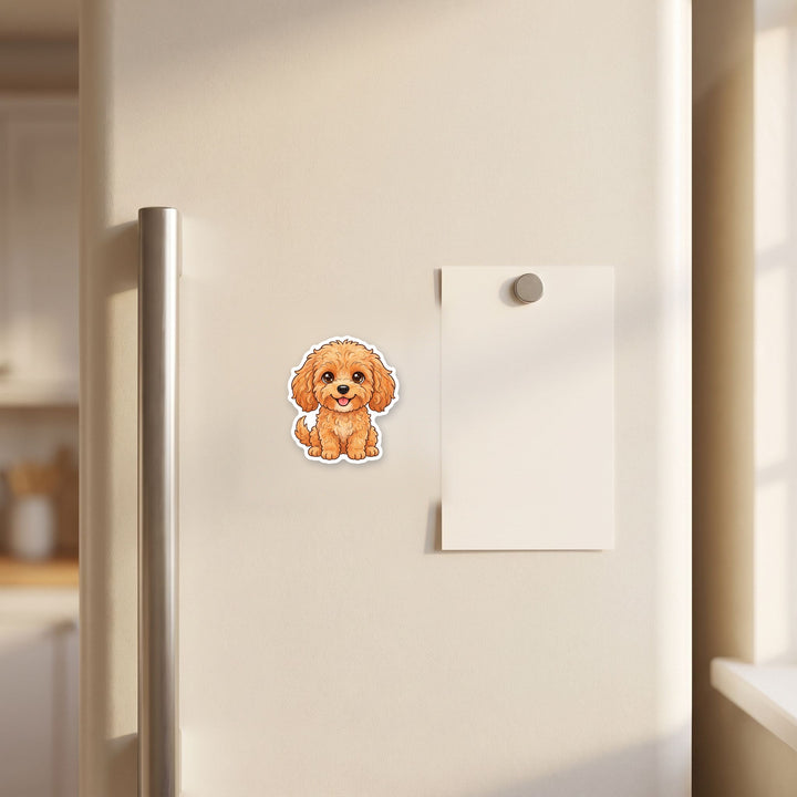 Cavapoo Apricot kawaii magnet on a fridge – Designs by Mysh