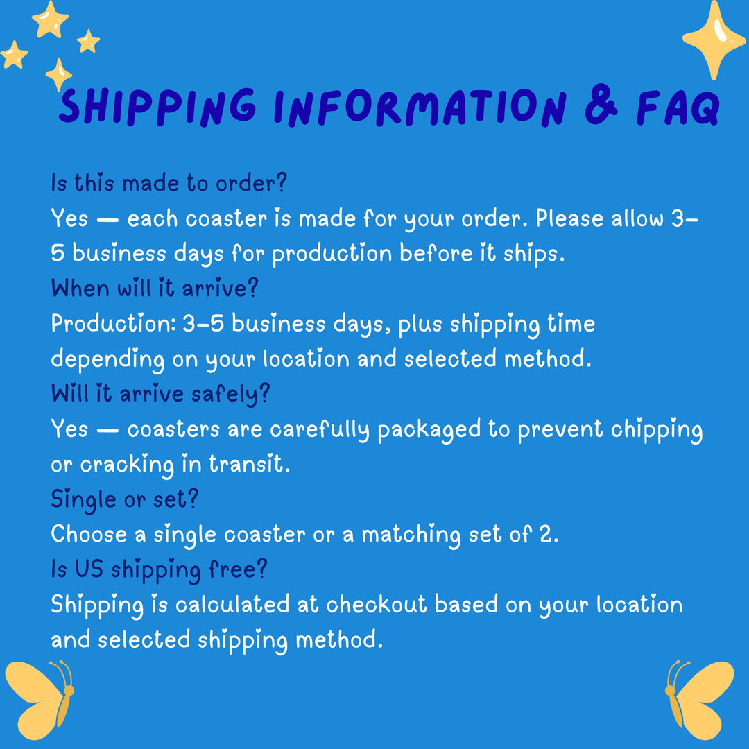 Ceramic Car Coaster Shipping Information &amp; FAQ - Designs by Mysh