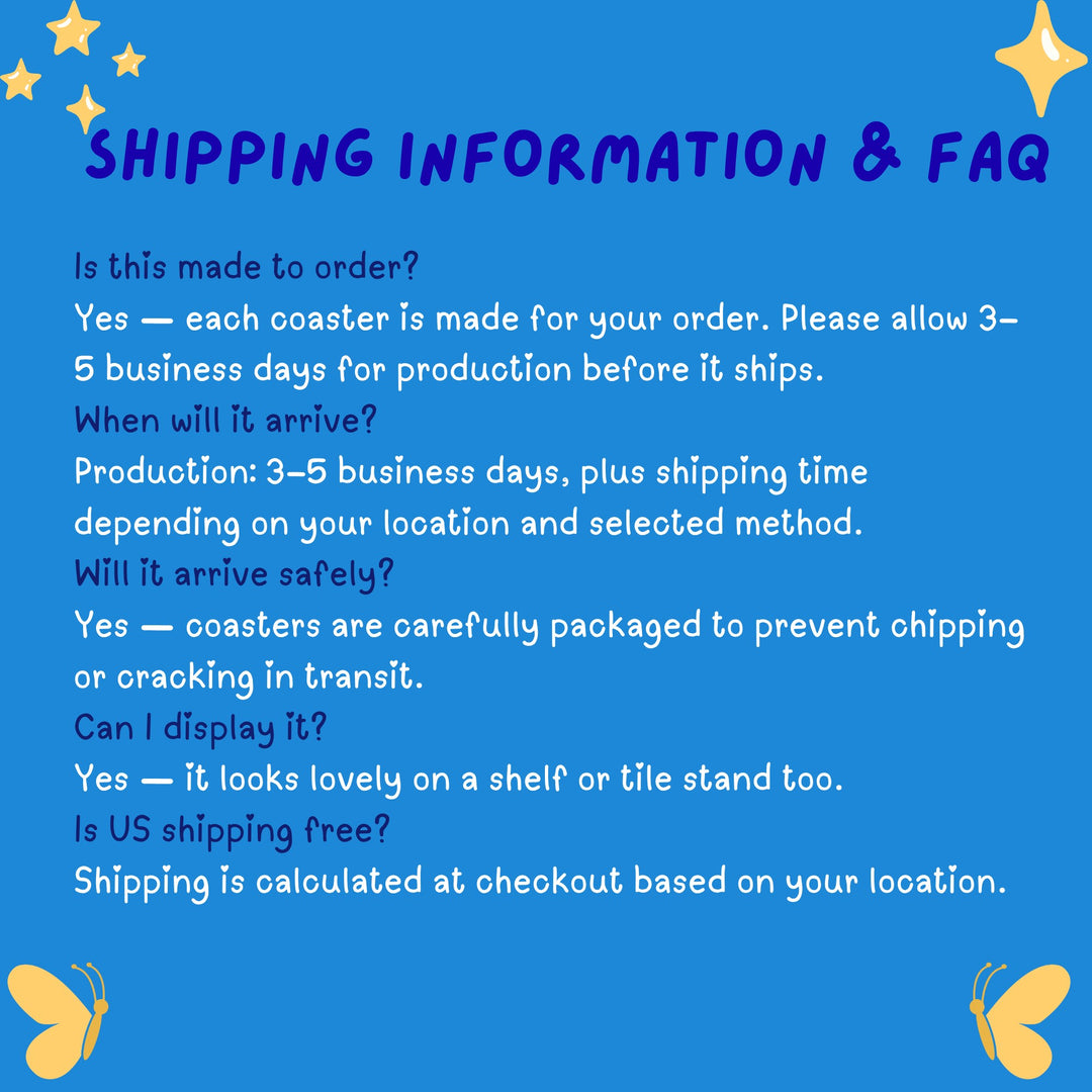 Ceramic Home Coaster Shipping Information &amp; FAQ - Designs by Mysh