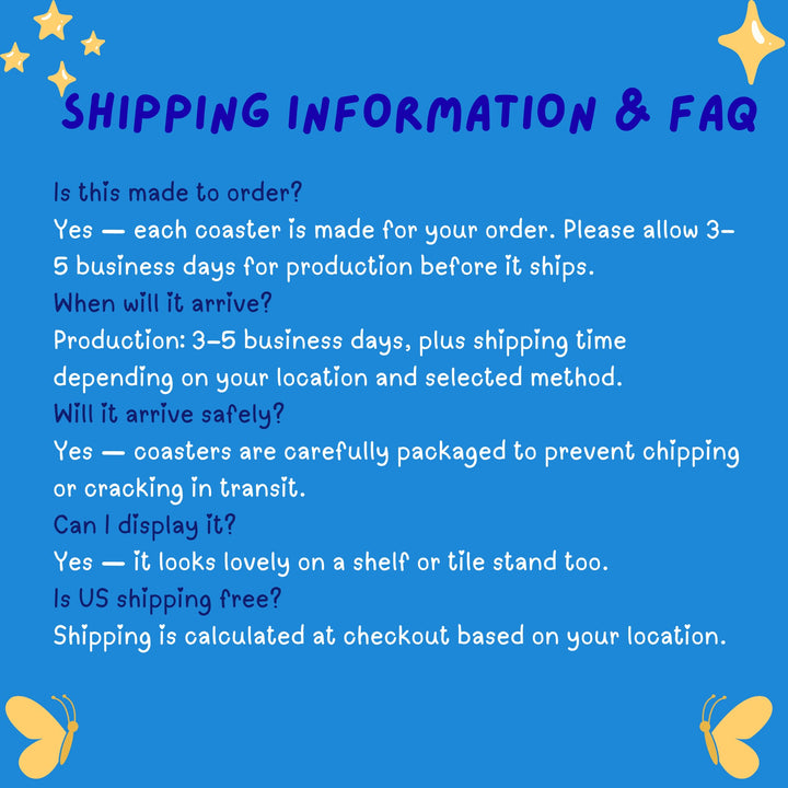 Ceramic Home Coaster Shipping Information &amp; FAQ - Designs by Mysh
