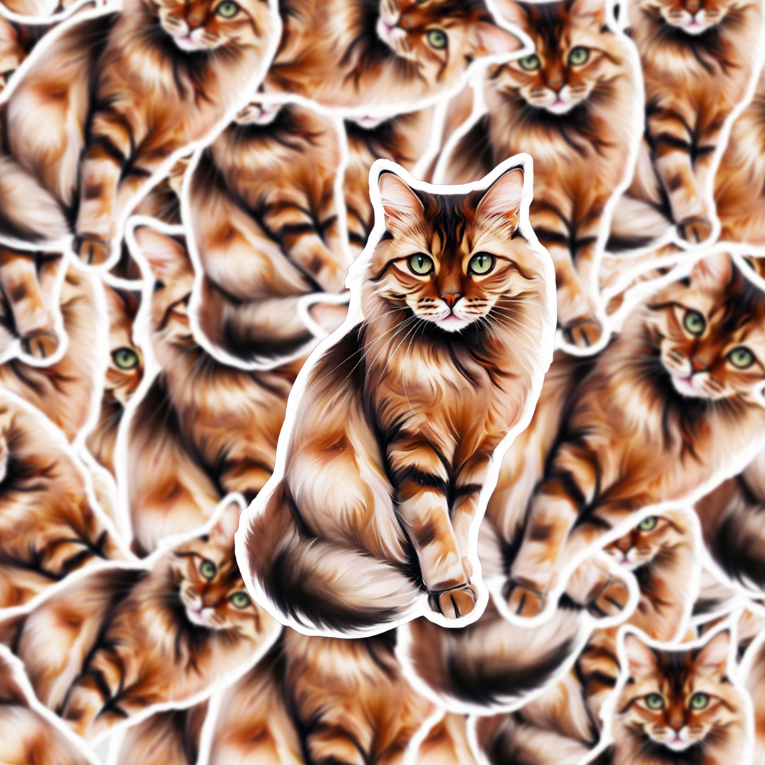 Chausie Cat Sticker, Exotic Cat Breed Vinyl Decal, Water-resistant Sticker for Laptop, Water Bottle, Planner, Pet Lover Gift - Designs by Mysh