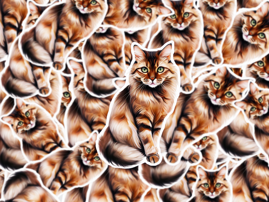 Chausie Cat Sticker, Exotic Cat Breed Vinyl Decal, Waterproof Sticker for Laptop, Water Bottle, Planner, Pet Lover Gift