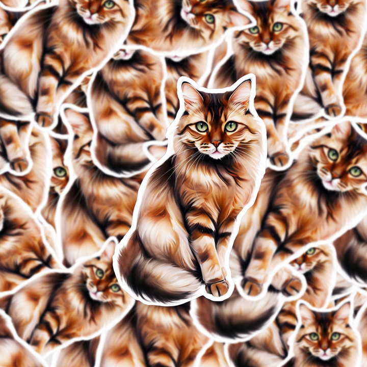 Chausie Cat Sticker, Exotic Cat Breed Vinyl Decal, Water-resistant Sticker for Laptop, Water Bottle, Planner, Pet Lover Gift - Designs by Mysh