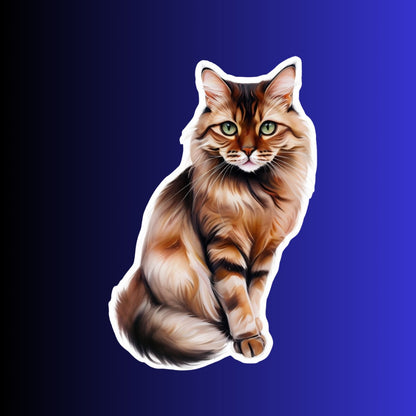 Chausie Cat Sticker, Exotic Cat Breed Vinyl Decal, Water-resistant Sticker for Laptop, Water Bottle, Planner, Pet Lover Gift