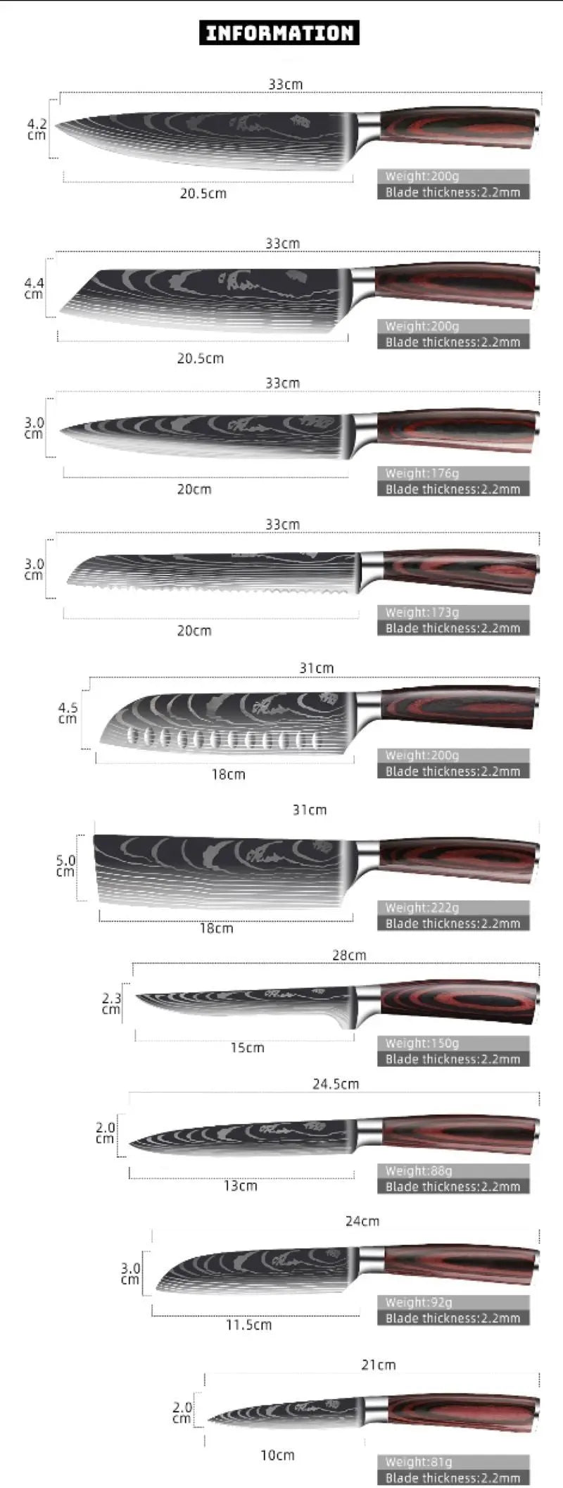 Chef Knives Kitchen Knives Cleaver Slicing Knives Designs by Mysh