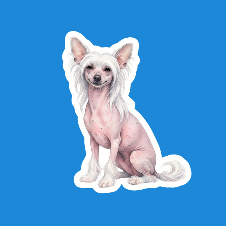 Chinese Crested Pink Hairless watercolor die-cut vinyl sticker