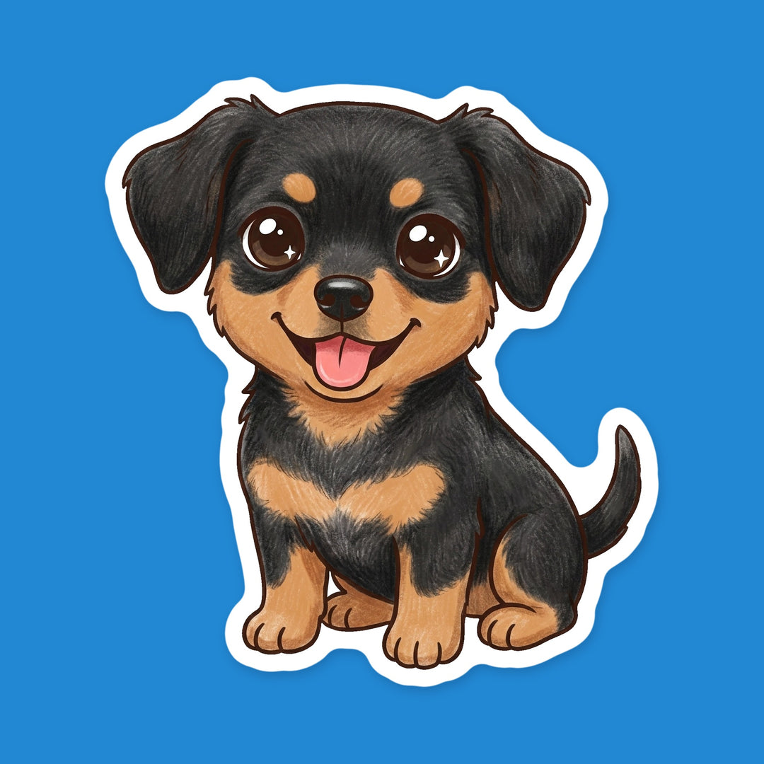 Chiweenie Black &amp; Tan kawaii fridge magnet – Designs by Mysh