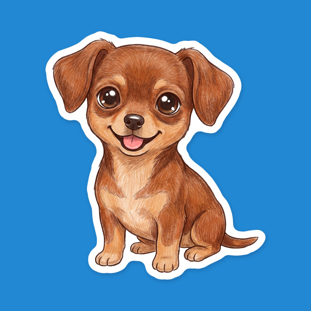 Chiweenie Brown kawaii vinyl sticker – Designs by Mysh