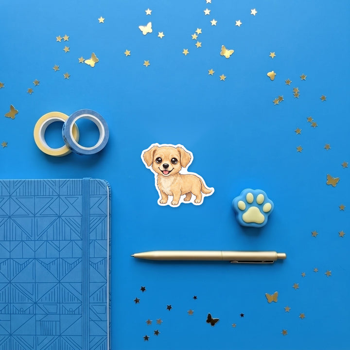 Chiweenie Tan kawaii magnet flat lay with stationery – Designs by Mysh
