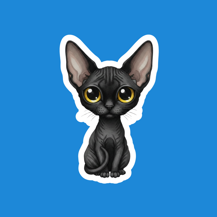 Cornish Rex Black Kawaii Cat Artwork – Designs by Mysh