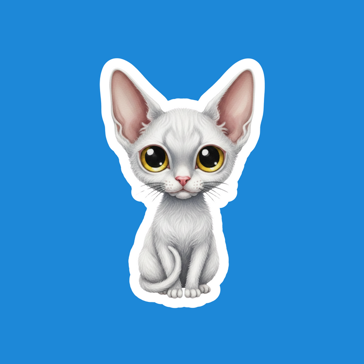 Cornish Rex White Kawaii Cat Artwork – Designs by Mysh