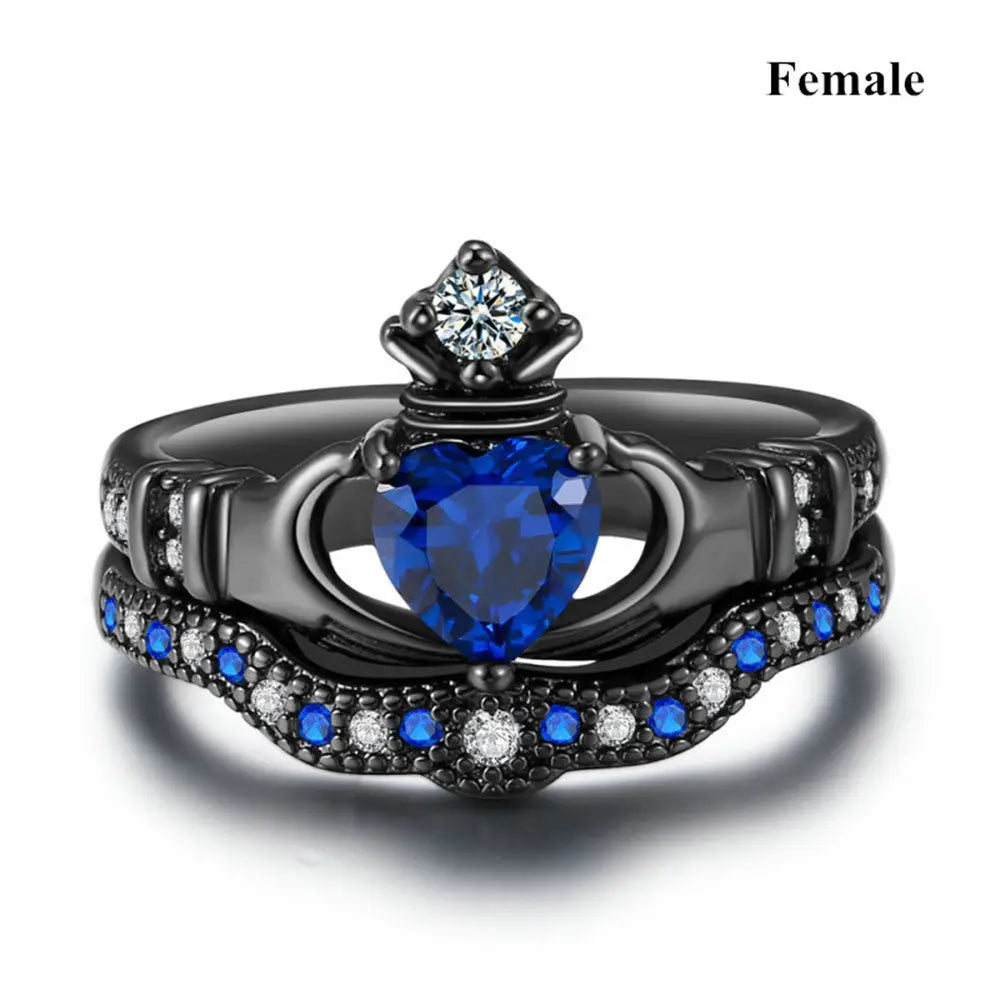 Crown love sapphire female ring - Designs by Mysh